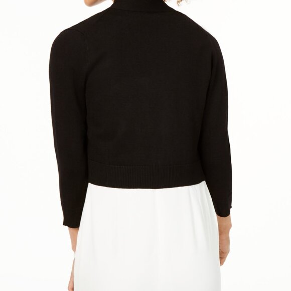 NWT Calvin Klein Women Size Large Black Cropped Open-Front Cardigan Sweater NEW - Picture 2 of 4